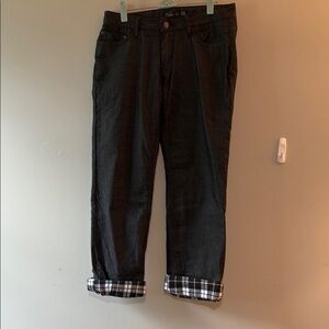 2 for $20! Prana Black jeans with Patterned Button NWOT Size 4/27 Flannel lined